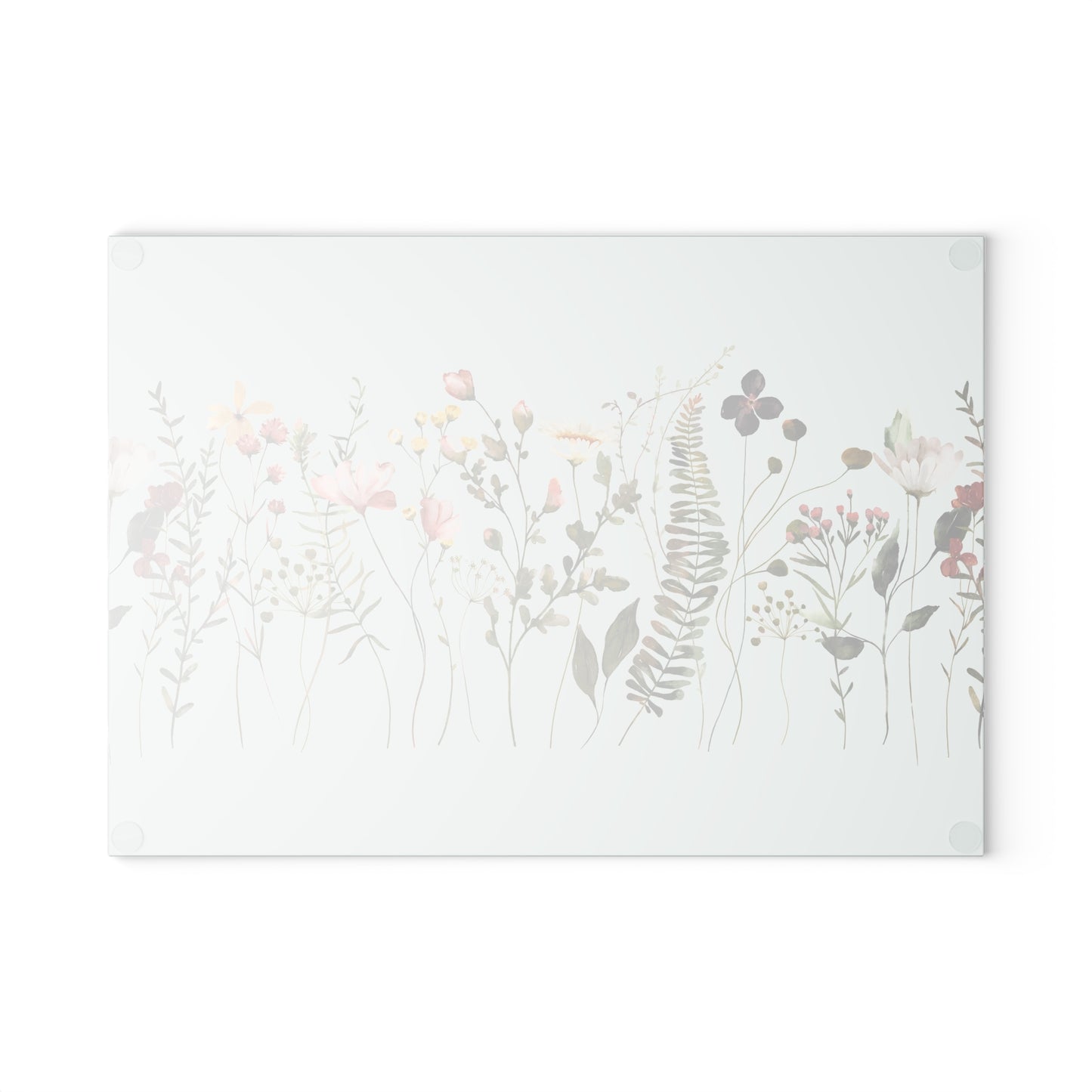 Floral Meadow Glass Cutting Board — Mint Wildflower Kitchen Prep Board
