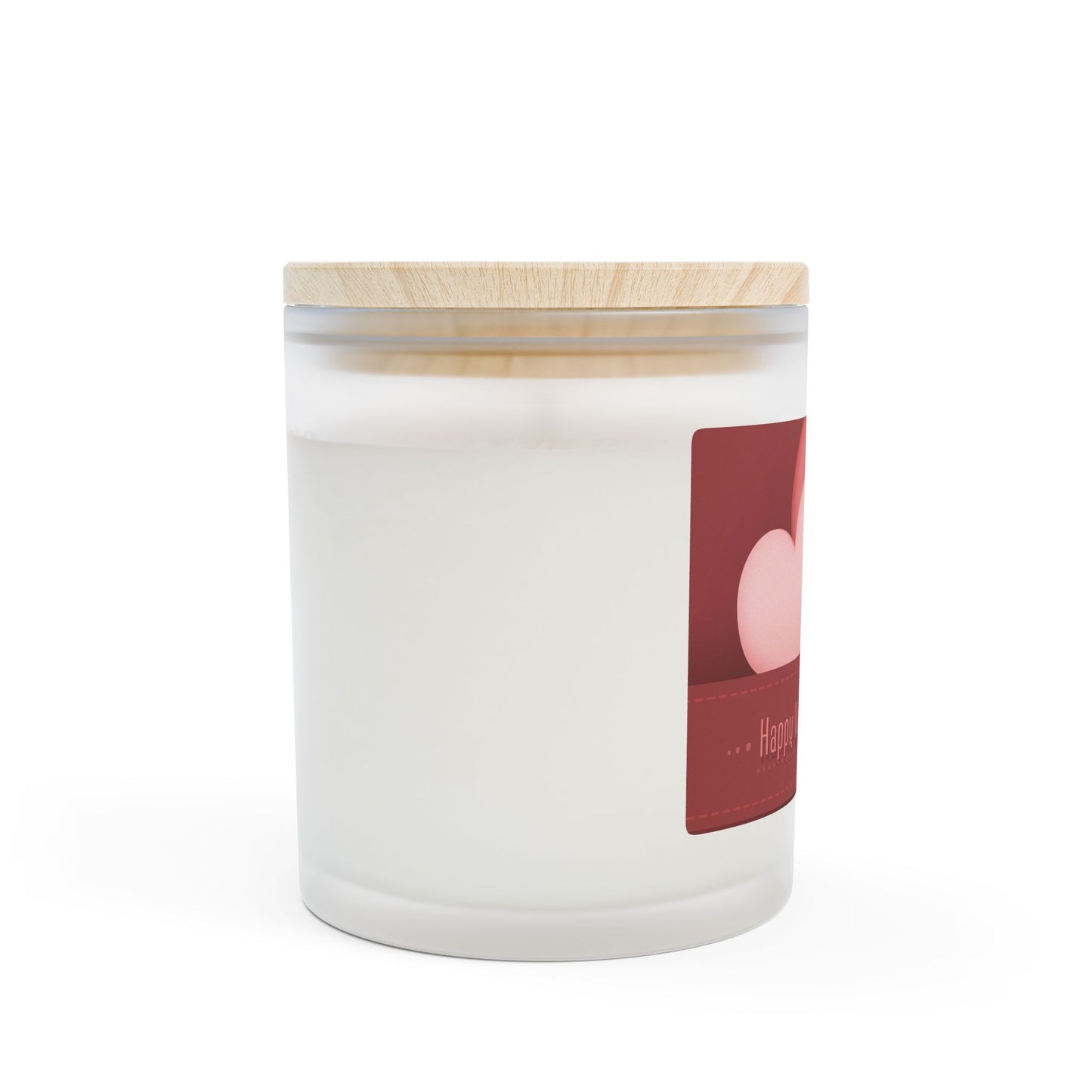 Valentine's Day Frosted Glass Candle — "Happy Valentine's Day" Heart Design, 11oz