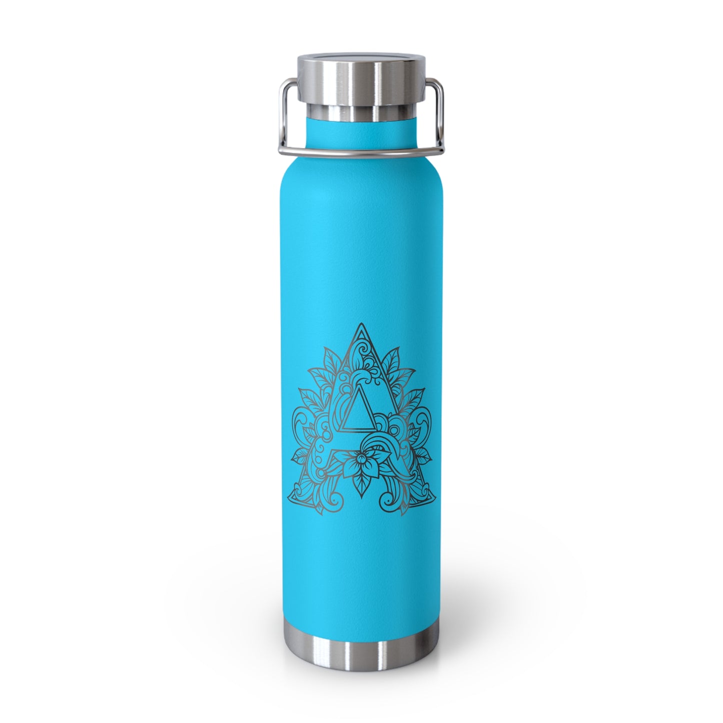 Boho Art Cold Drink Tumbler- Letter A, Personalized Water Bottle, Yoga Gift, Stylish Insulated Flask