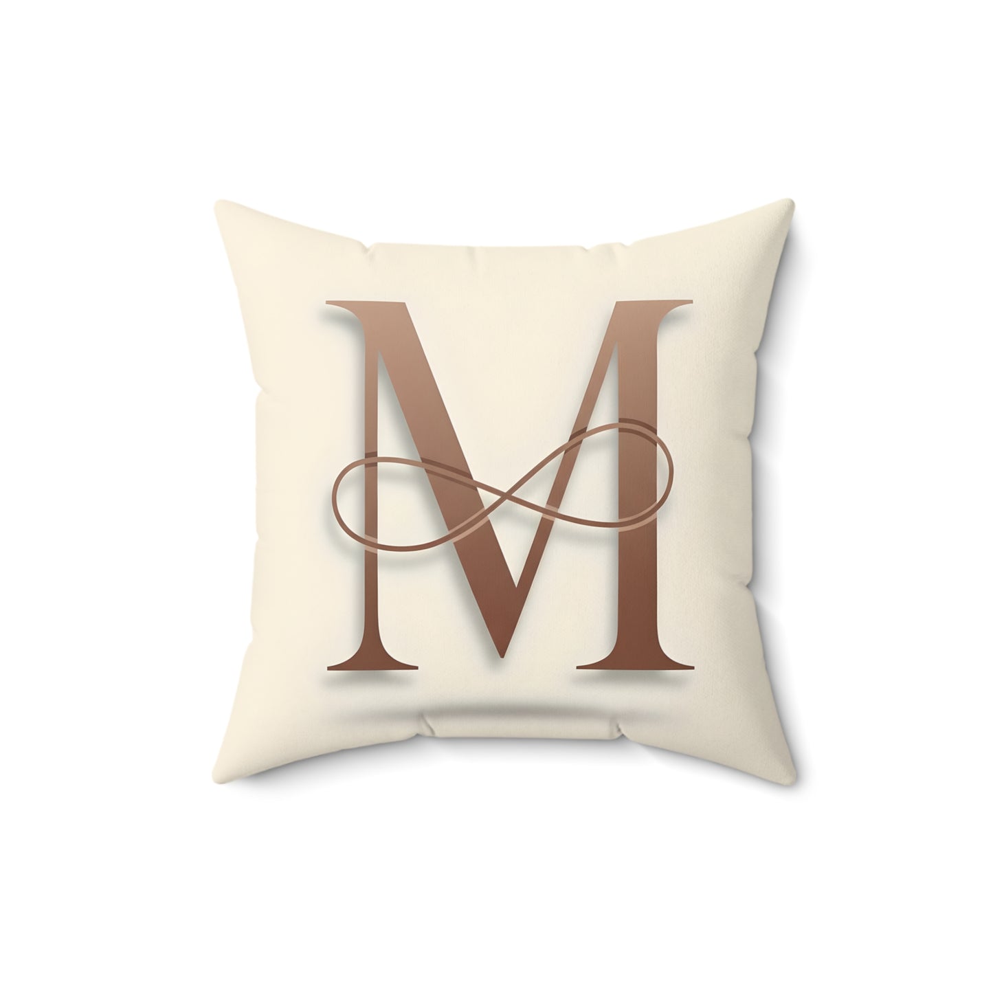 Monogram M Throw Pillow — Elegant Copper Initial Decorative Pillow