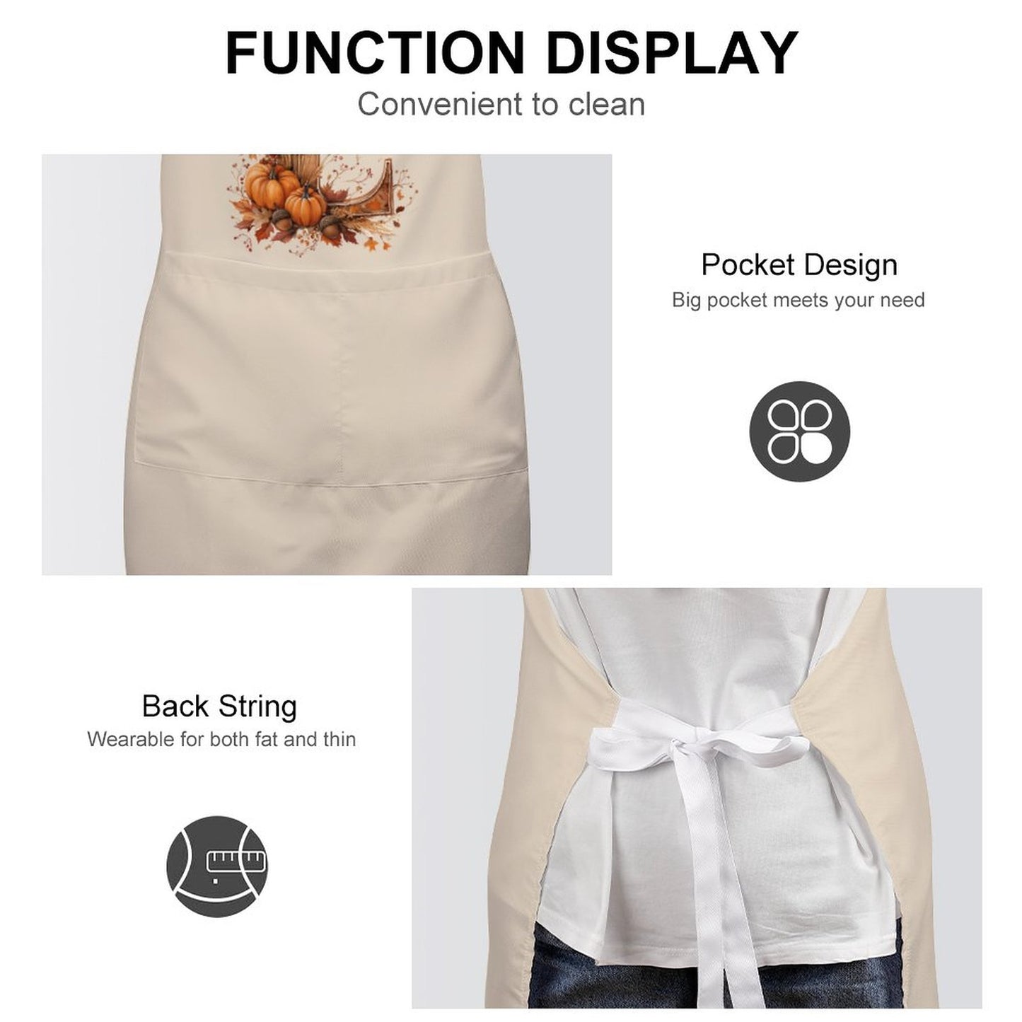 Adult Apron with Pocket - Thanksgiving Apron - Letter L