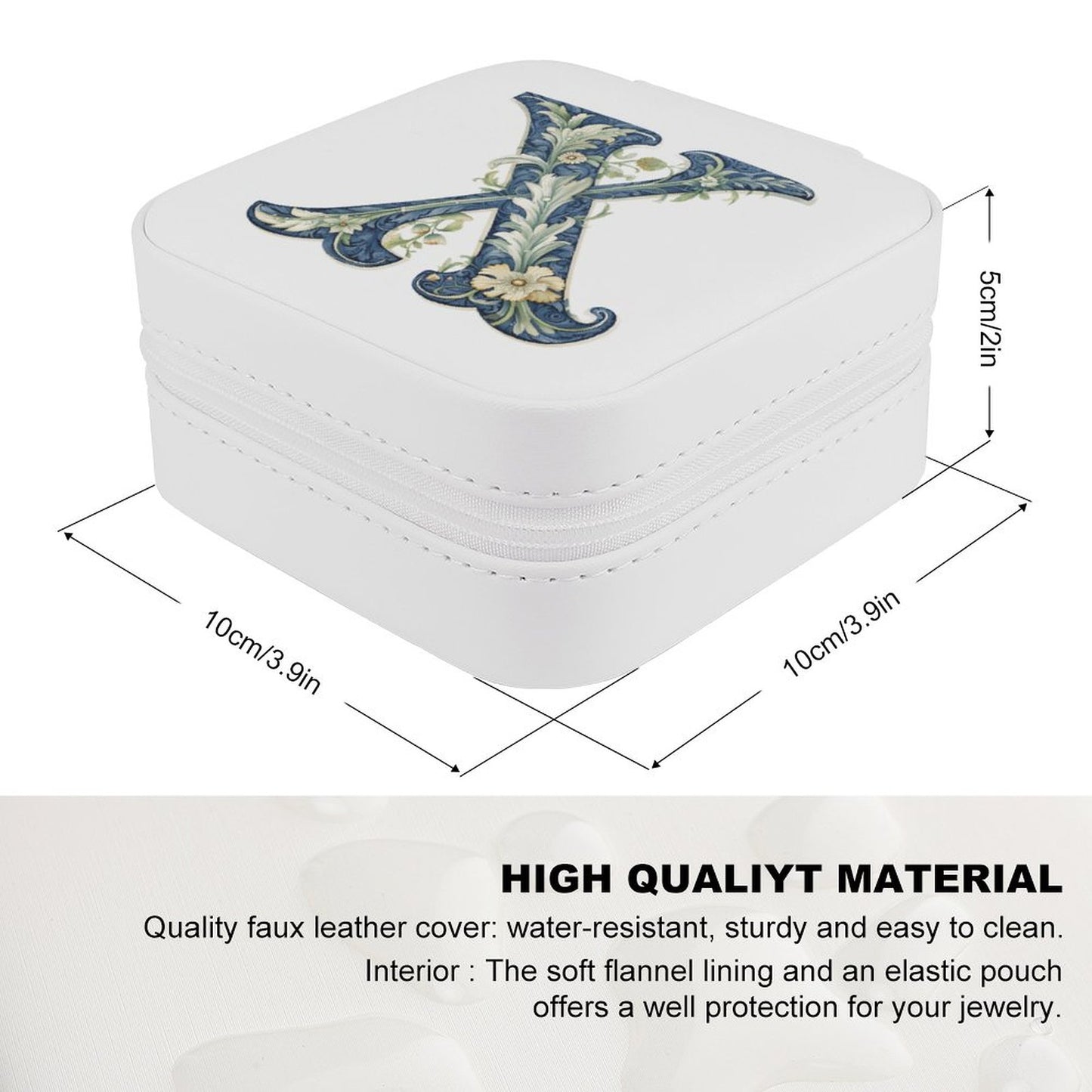 PU Portable Travel Jewellery Box - Letter X