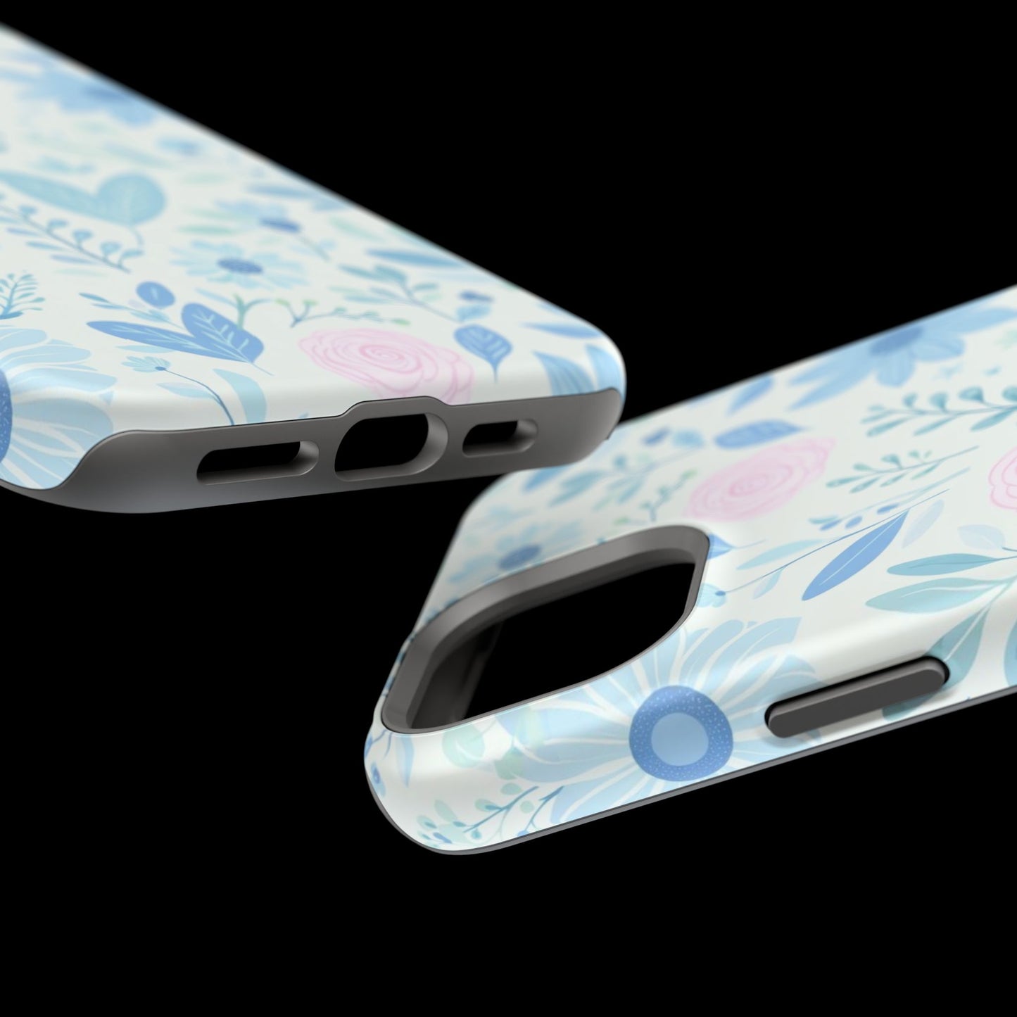 Floral Pastel Magnetic Impact Phone Case — Blue & Pink Botanical Design