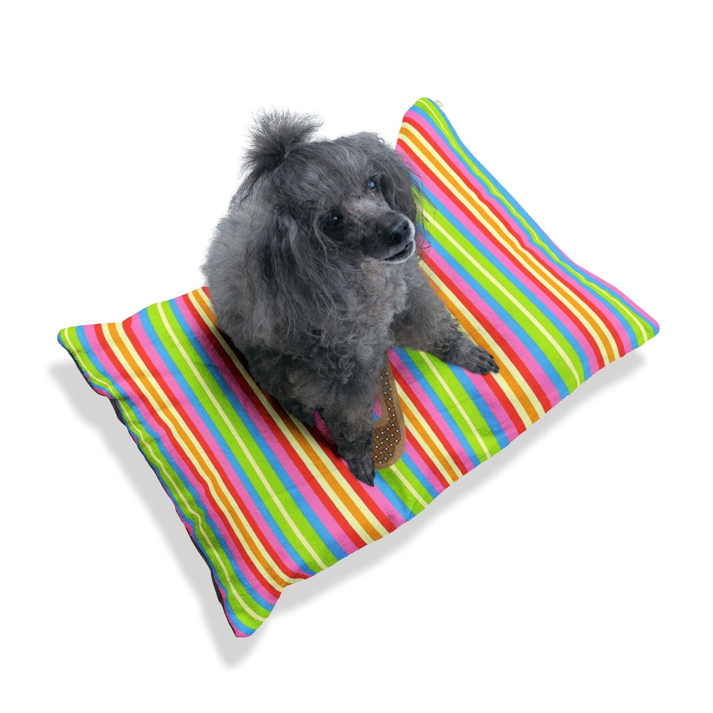 Colorful Striped Pet Bed with Personalized Letter, Dog Bed, Cat Bed, Cozy Pet Cushion, Fun Pet Accessory, Bright Pet Bedding
