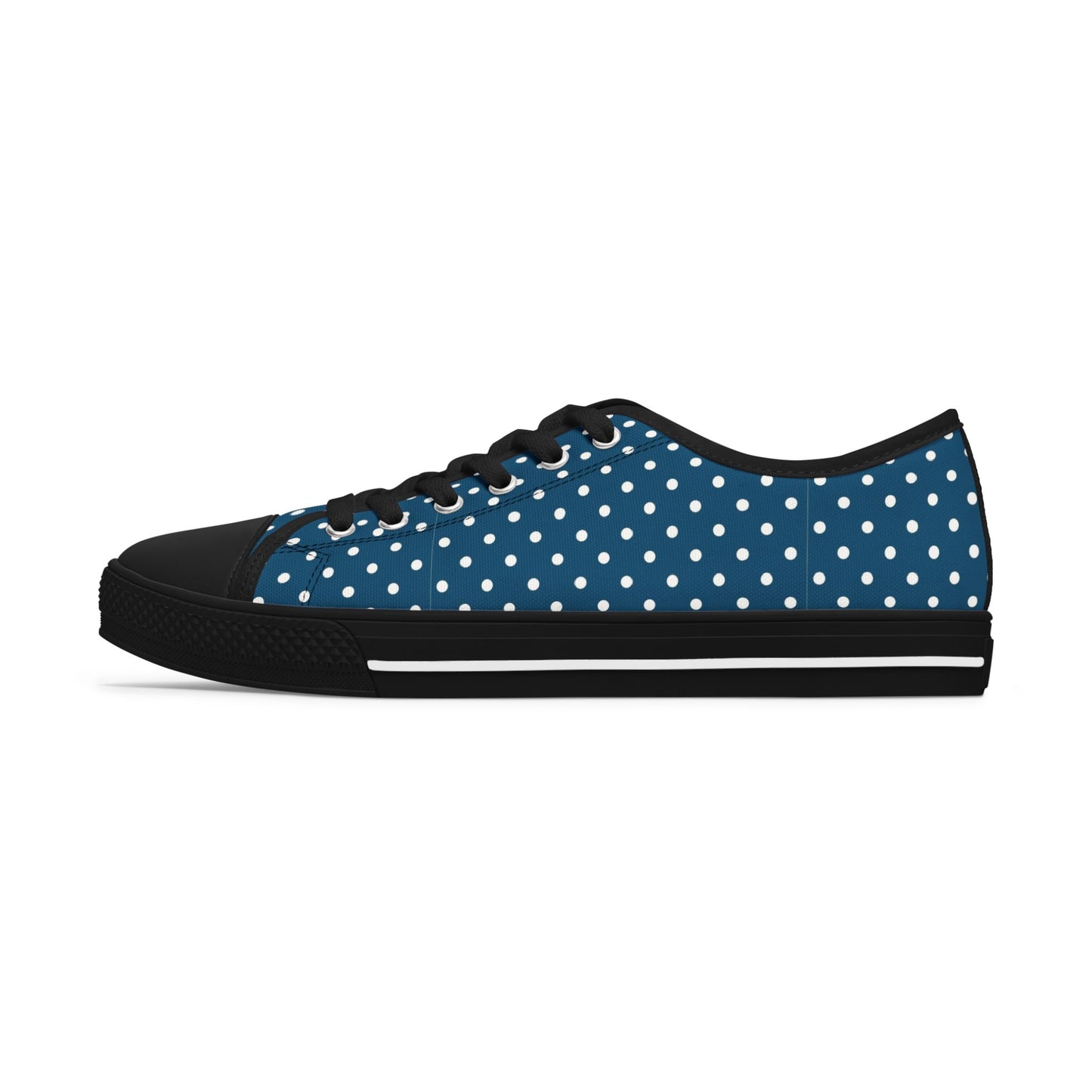 Polka Dot Low Top Sneakers — Navy White Retro Casual Shoes