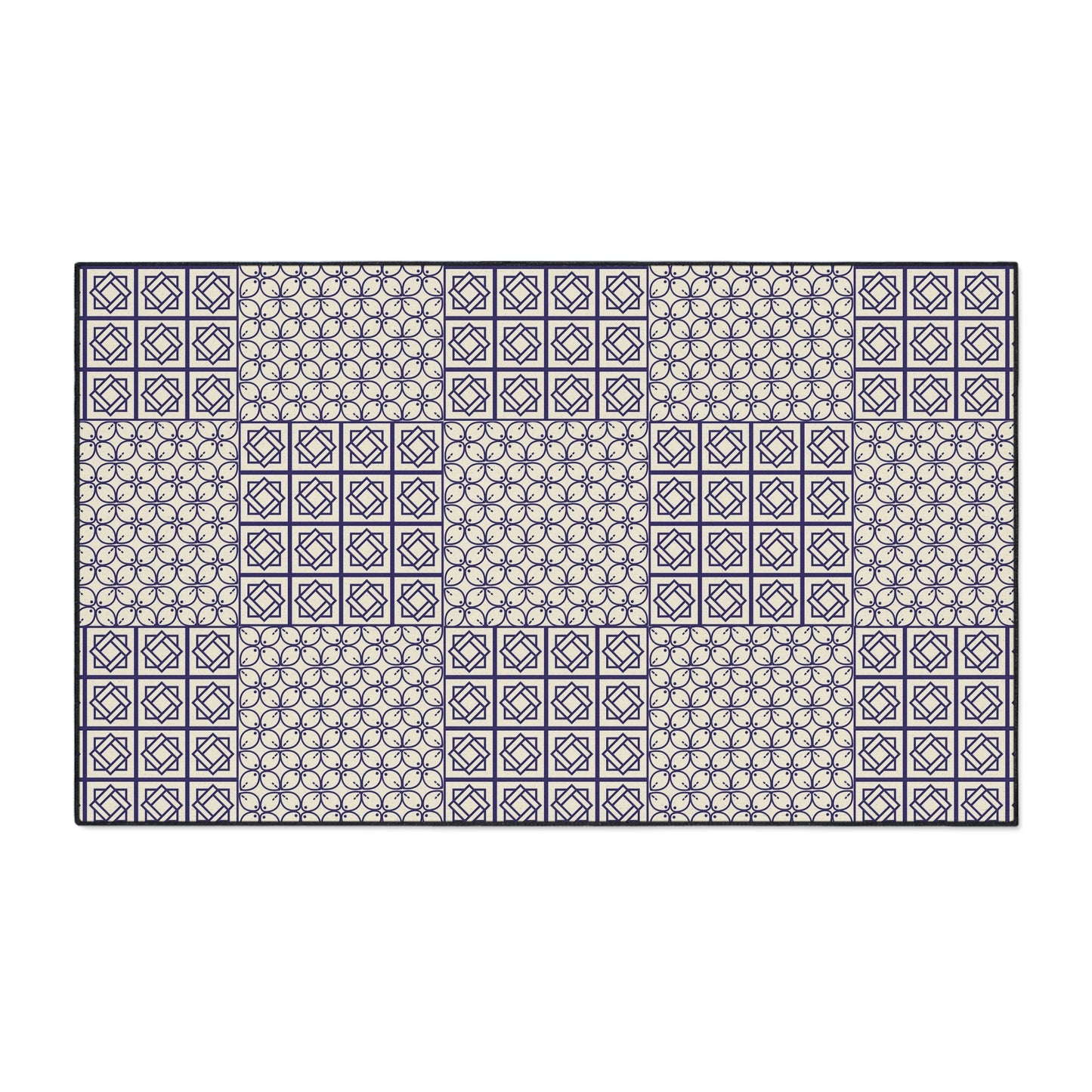 Geometric Patchwork Heavy-Duty Floor Mat — Non-Slip Entry Rug