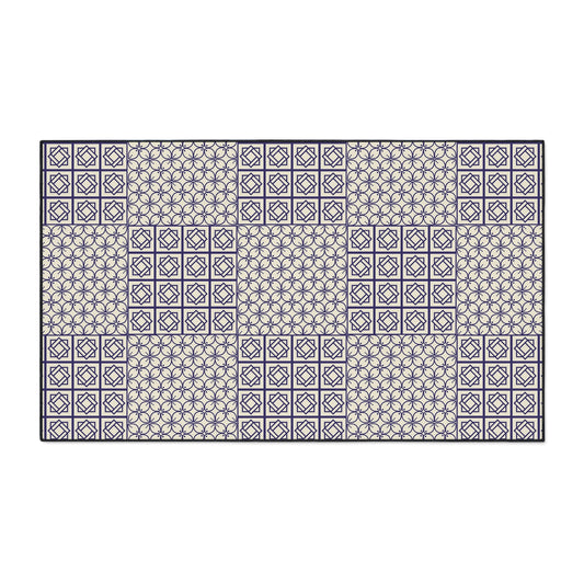 Geometric Patchwork Heavy-Duty Floor Mat — Non-Slip Entry Rug