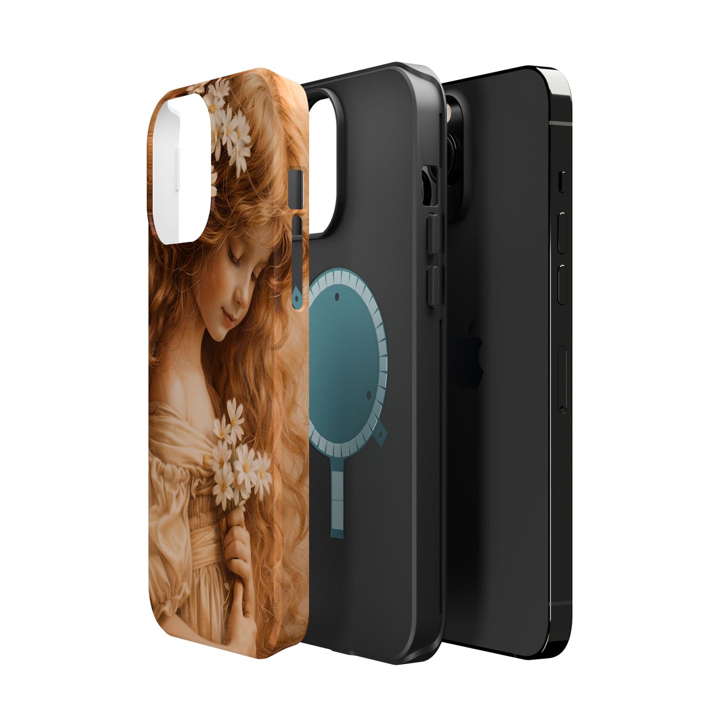Vintage Floral Girl Magnetic Impact Phone Case — Protective iPhone Cover with Sepia Art