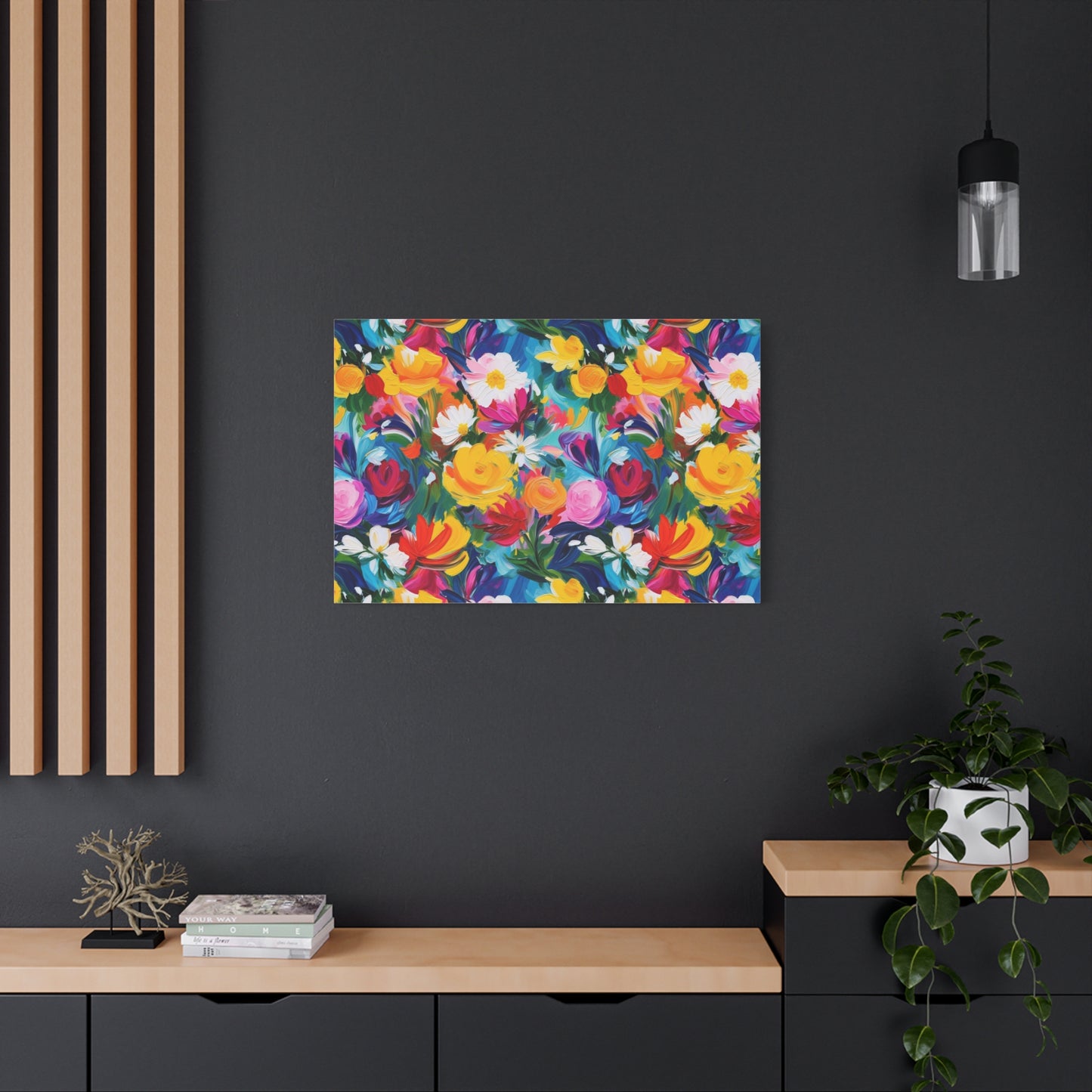 Vibrant Floral Matte Canvas Wall Art — Colorful Garden Print, Stretched 1.25"