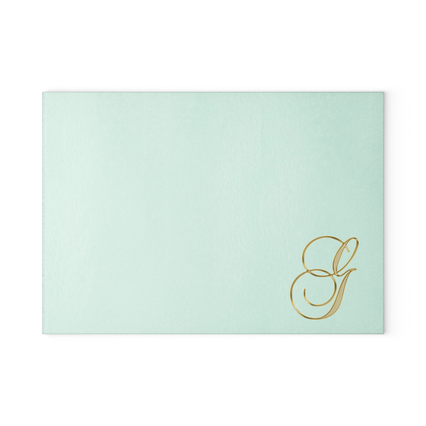 Monogram Glass Cutting Board – Elegant Mint or Clear Kitchen Chopping Board with Gold Script "G"