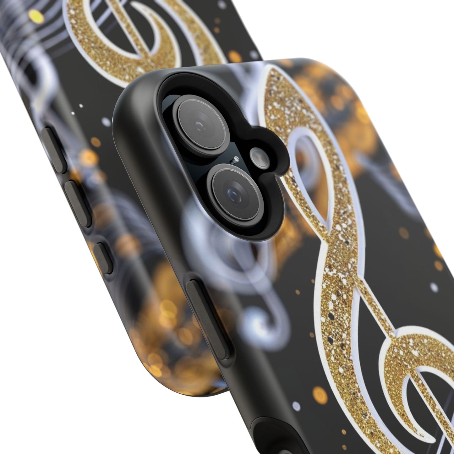Music Notes Magnetic Impact-Resistant Phone Case — Gold Treble Clef Design