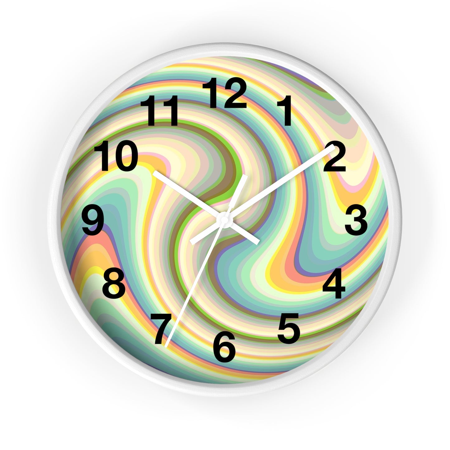 Swirl Pastel Wall Clock — Retro Psychedelic Timepiece for Home Decor