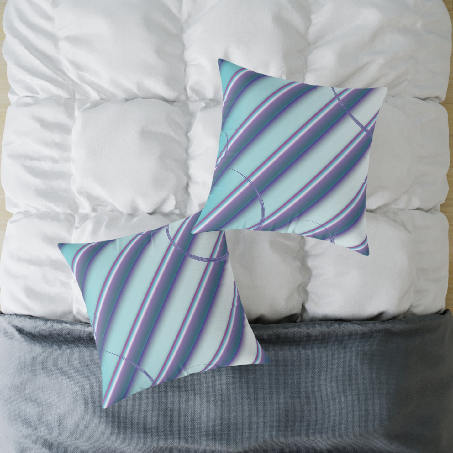 Abstract Teal & Lavender Striped Throw Pillow