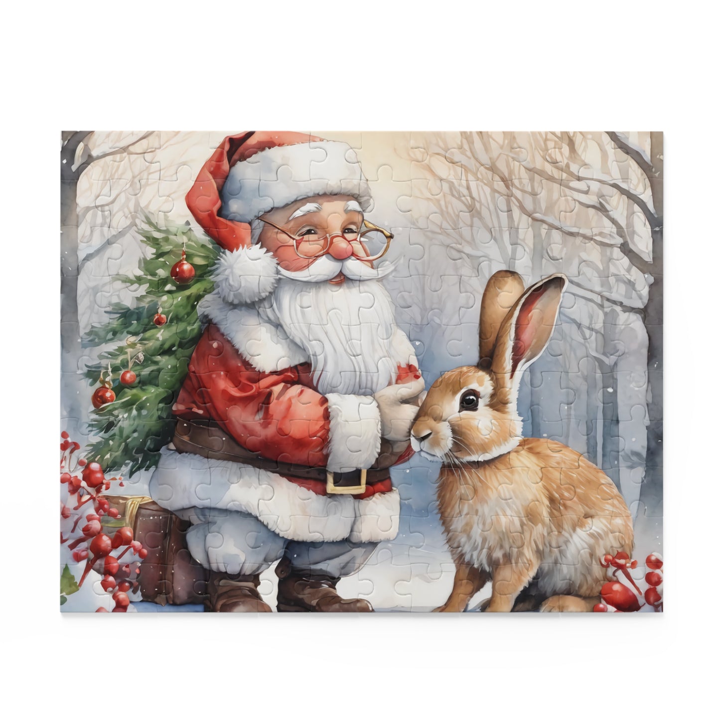 Christmas Puzzle Featuring Santa and Bunny