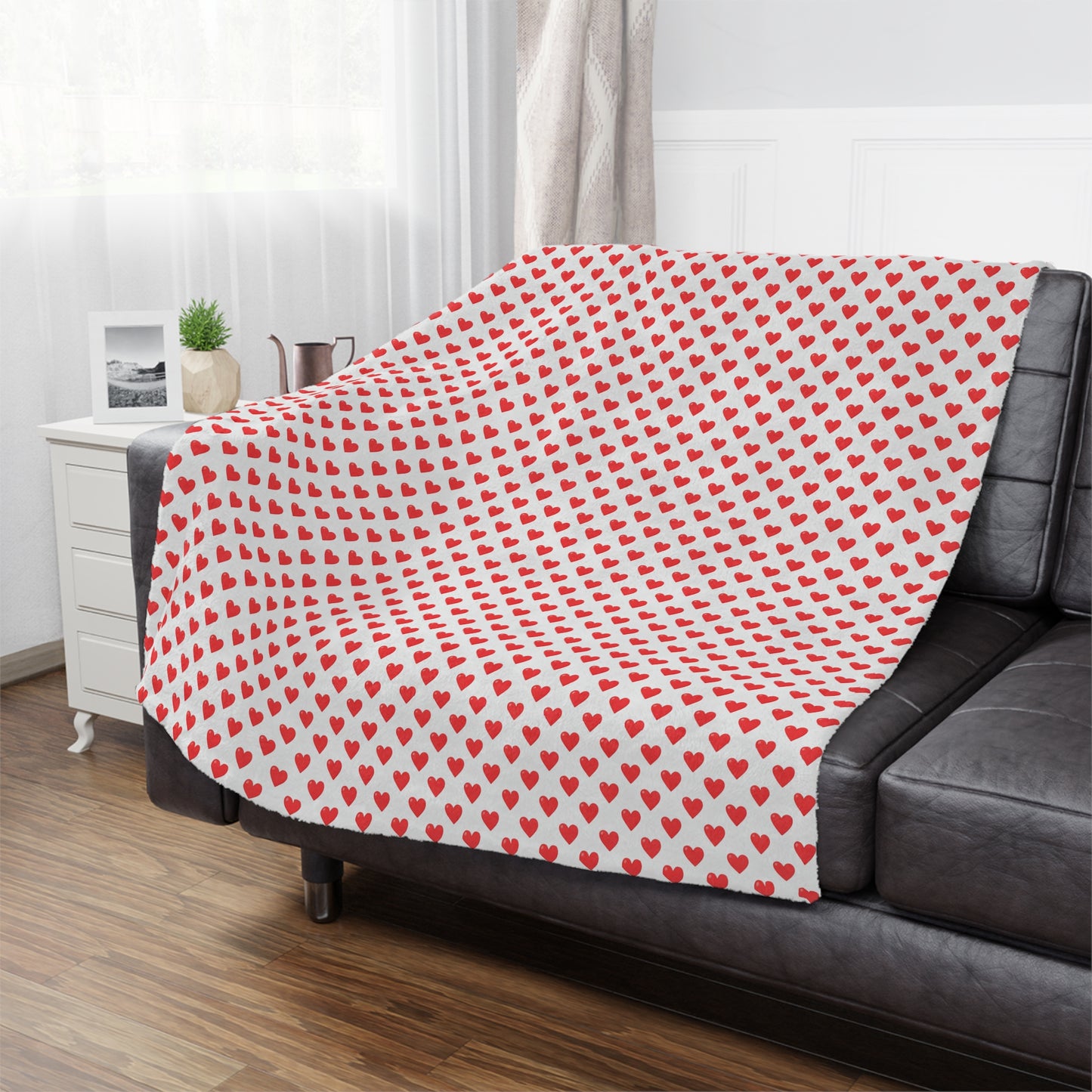 Heart Pattern Minky Blanket — Soft Red Hearts Throw for Valentine's Day & Cozy Gifts