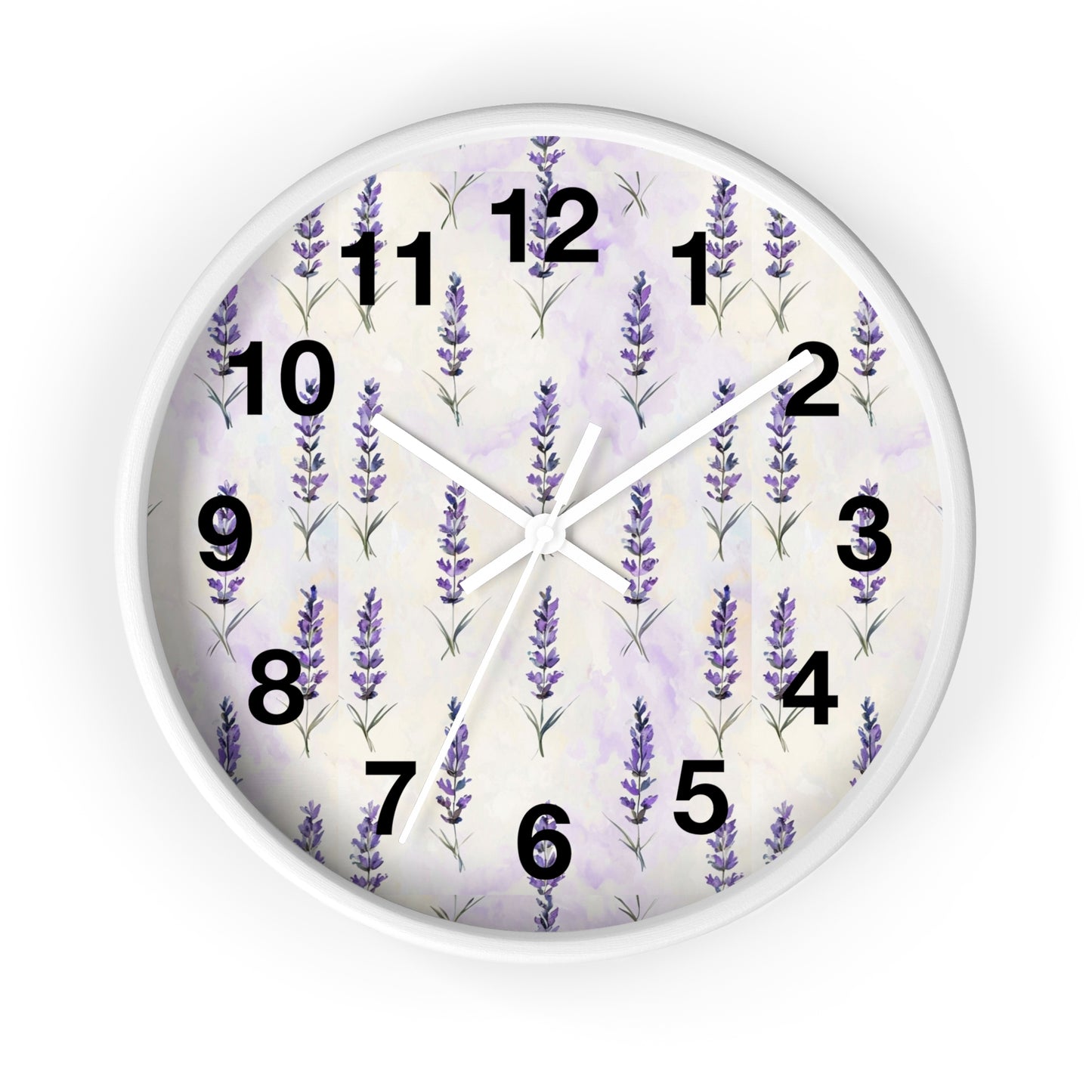 Lavender Sprig Wall Clock — Botanical Floral Clock for Kitchen, Bedroom & Living Room