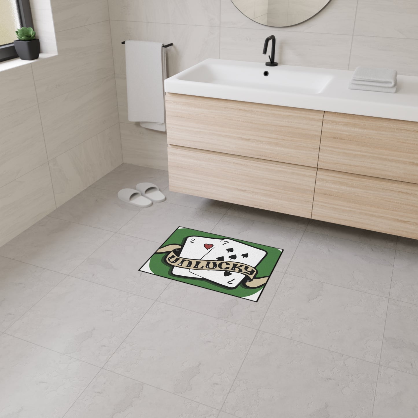 Unlucky Cards Heavy-Duty Floor Mat — Casino Poker Themed Entrance Rug