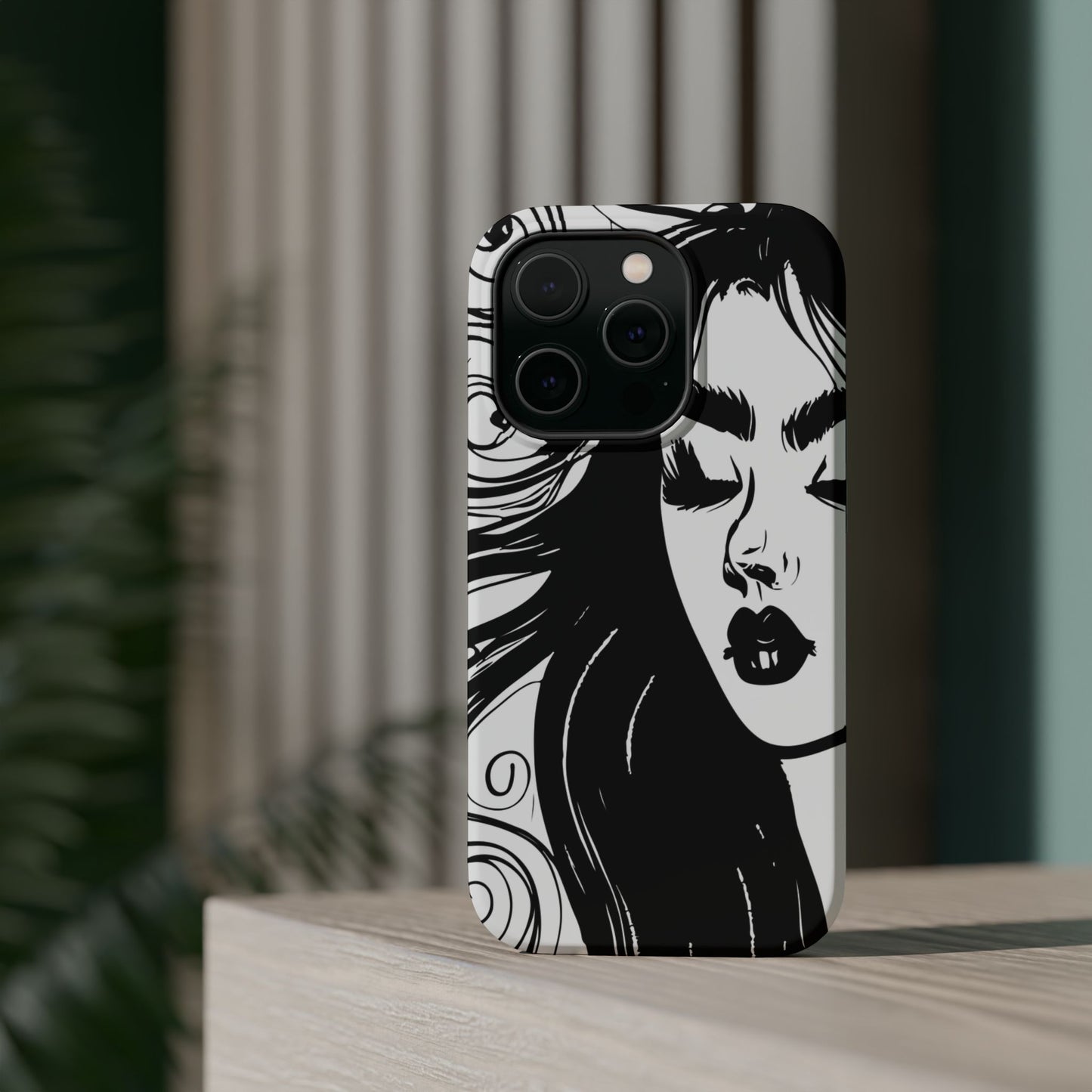 Artistic Black & White Portrait Phone Case — Magnetic Impact-Resistant