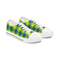 Plaid Green Blue Low Top Sneakers — Casual Canvas Shoes