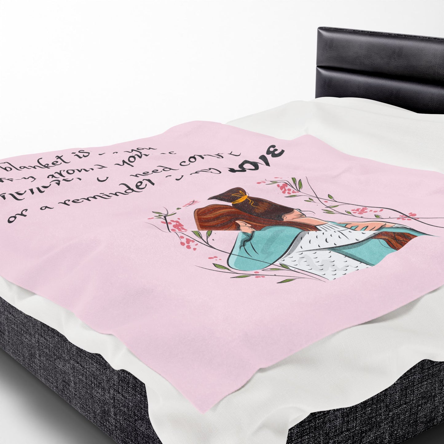 Velveteen Plush Blanket – "This blanket is for you to wrap around yourself" Comfort Throw (Hug Illustration)