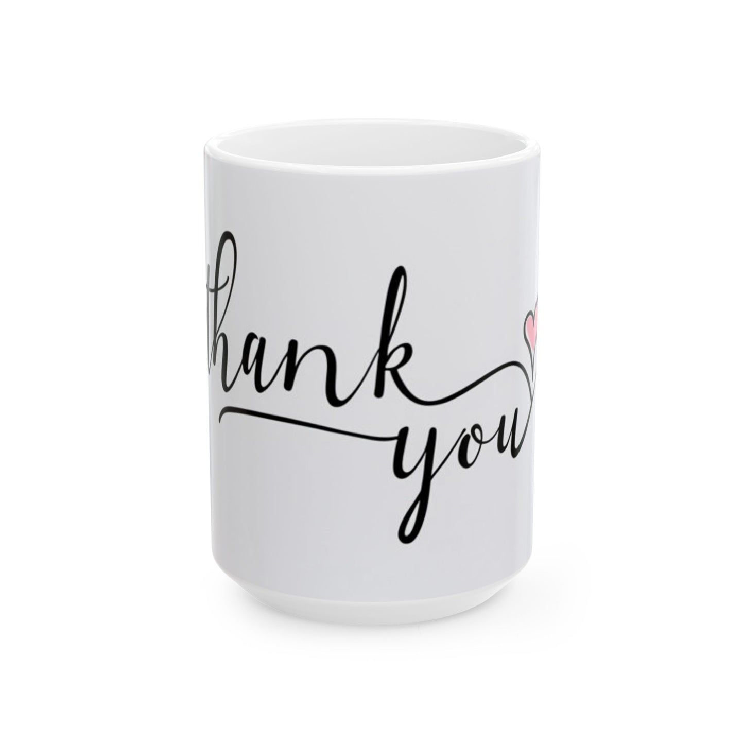 Thank You Ceramic Mug — Elegant Script & Pink Marble Accent (11oz, 15oz)