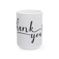 Thank You Ceramic Mug — Elegant Script & Pink Marble Accent (11oz, 15oz)