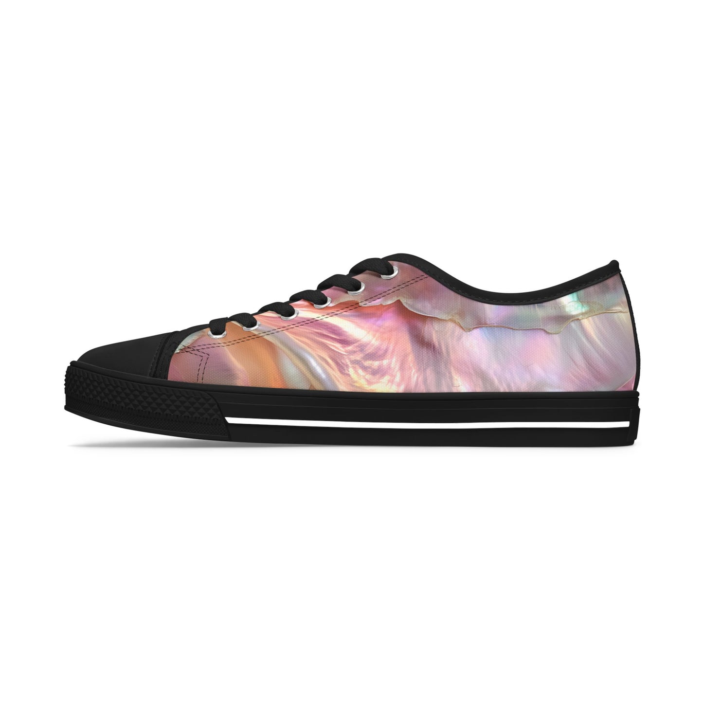 Low Top Sneakers — Iridescent Pearl Swirl Casual Shoes