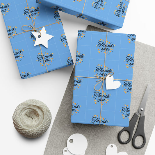 Gift Wrap Paper — 'Thank You' Confetti Pattern (Minimal White & Gold)