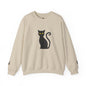 Black Cat Crewneck Sweatshirt — Cute Witchy Halloween Cat Pullover