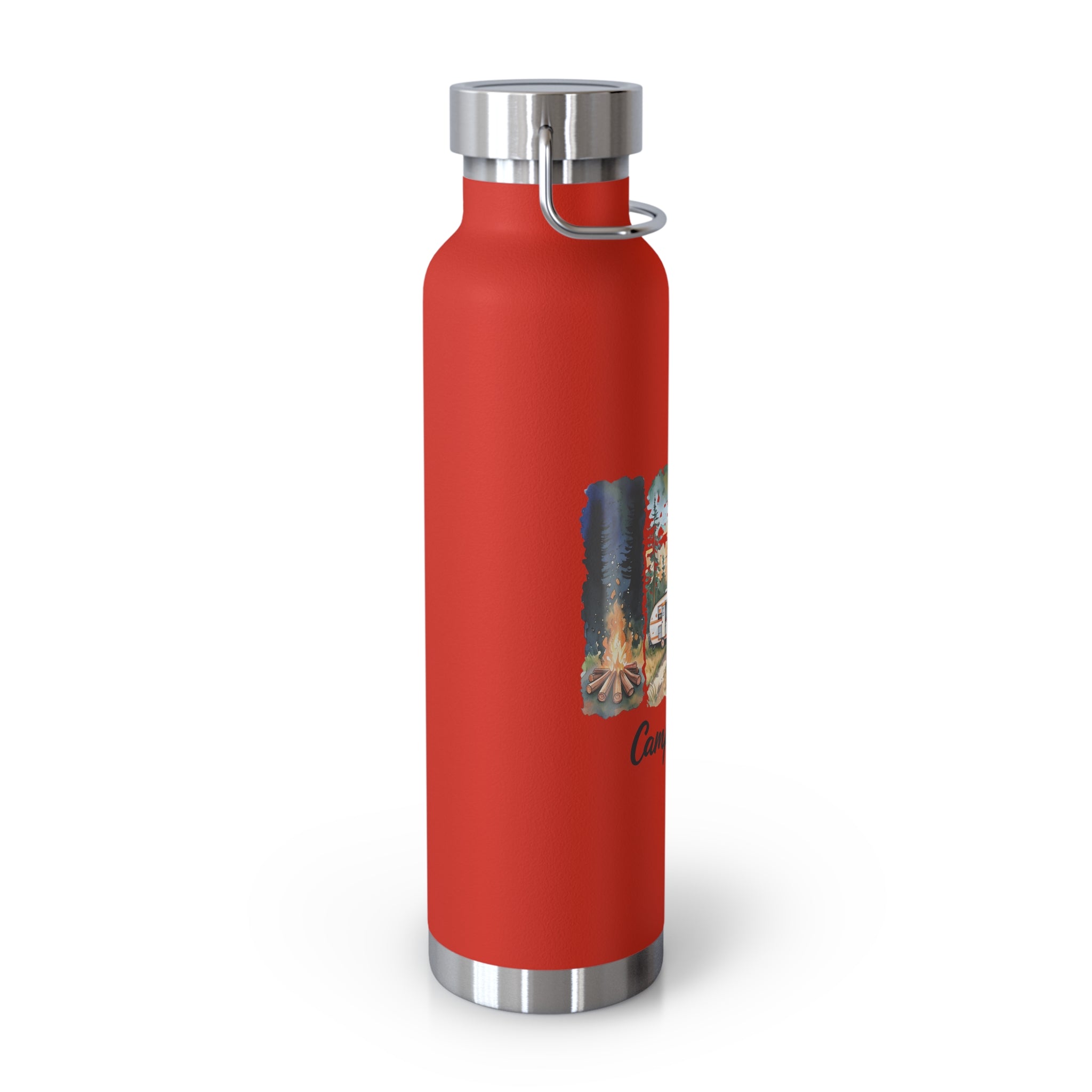 Insulated Camping Water Bottle 22oz — 'Camping Life' Outdoor Vacuum Flask
