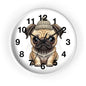 Cute Pug Wall Clock — Adorable Pug Puppy in Beanie Decorative Clock for Dog Lovers
