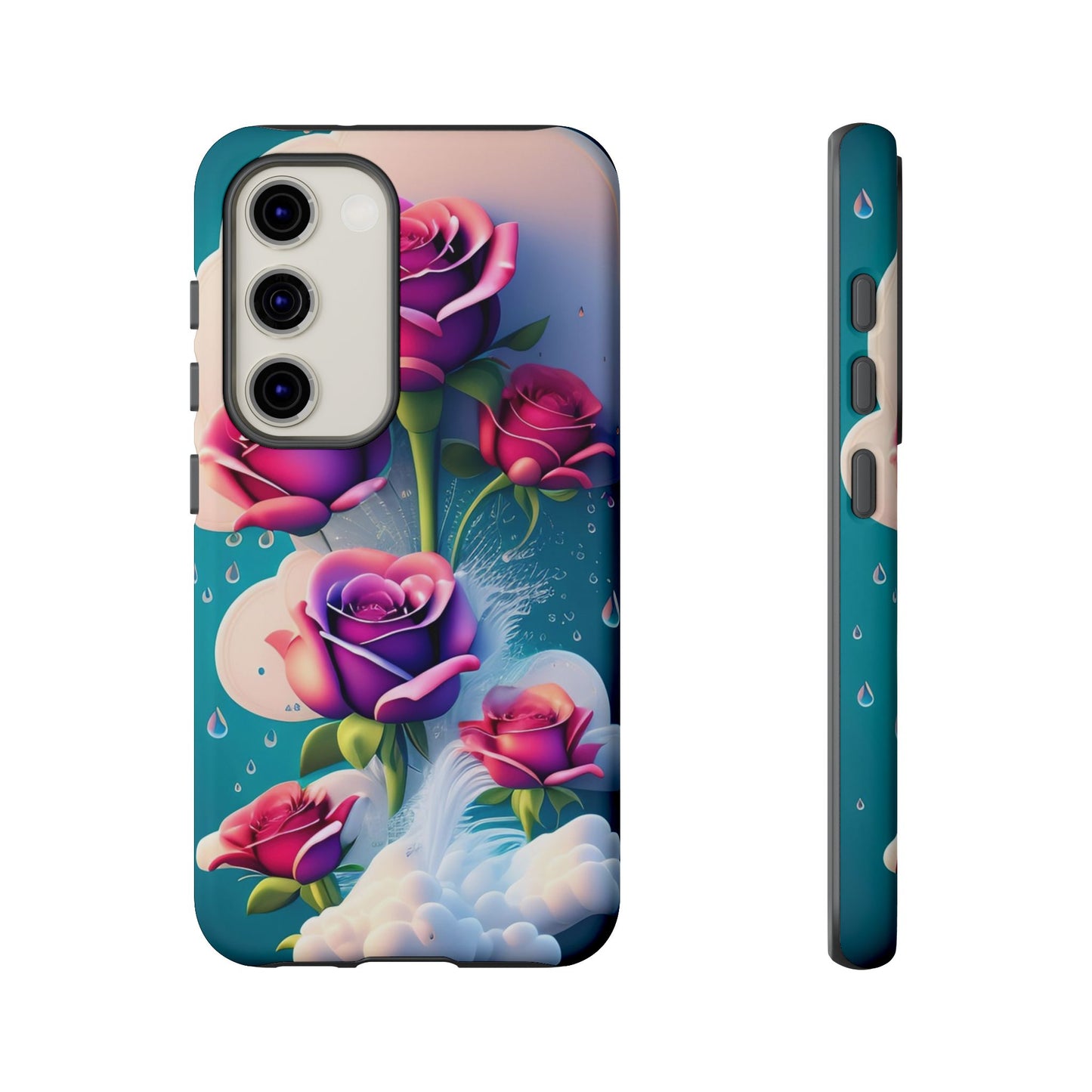 Floral Dream Tough Phone Case — Rose Bouquet Clouds Design