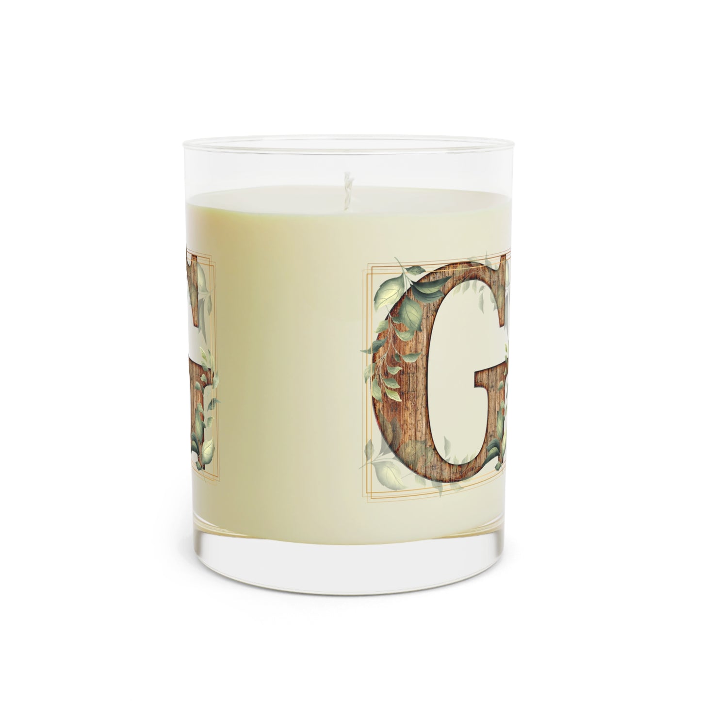 Wood Letter Monogram Scented Candle — 11oz Glass