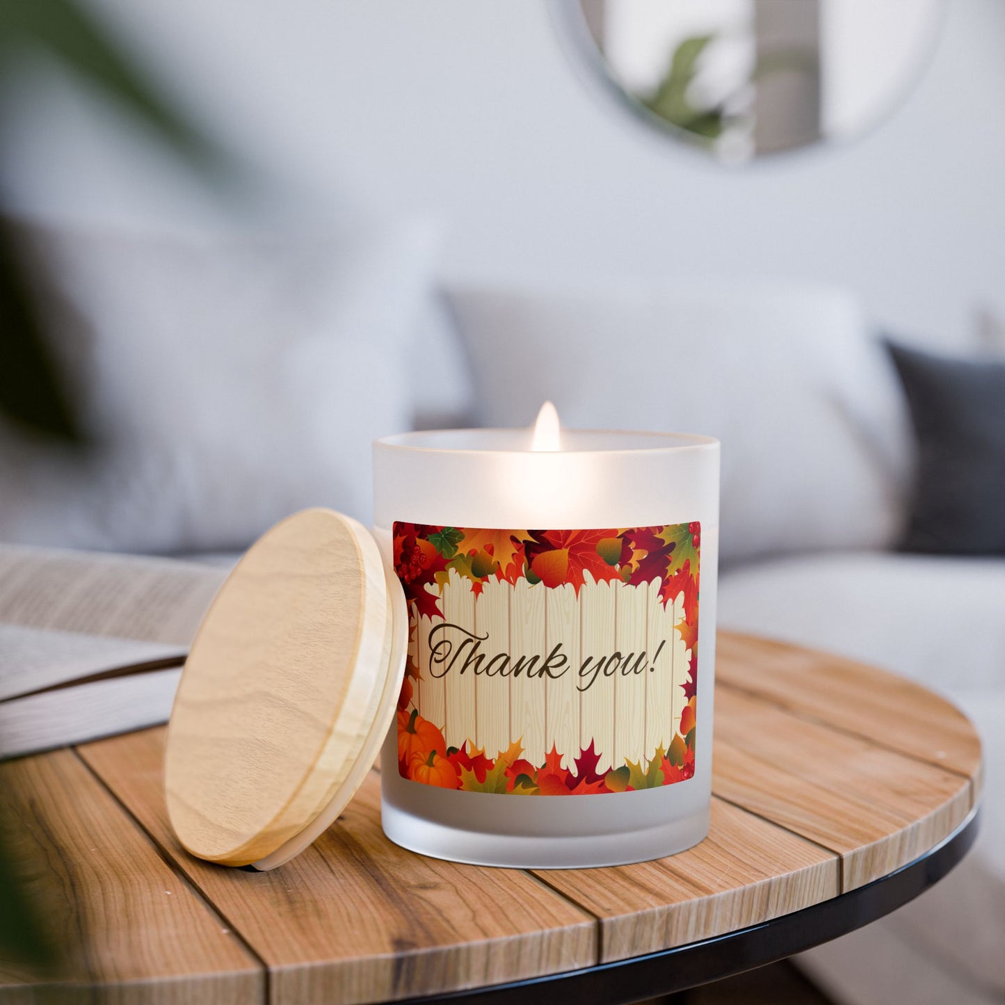 Thank You Autumn Candle — 11oz Frosted Glass Fall Scented Gift