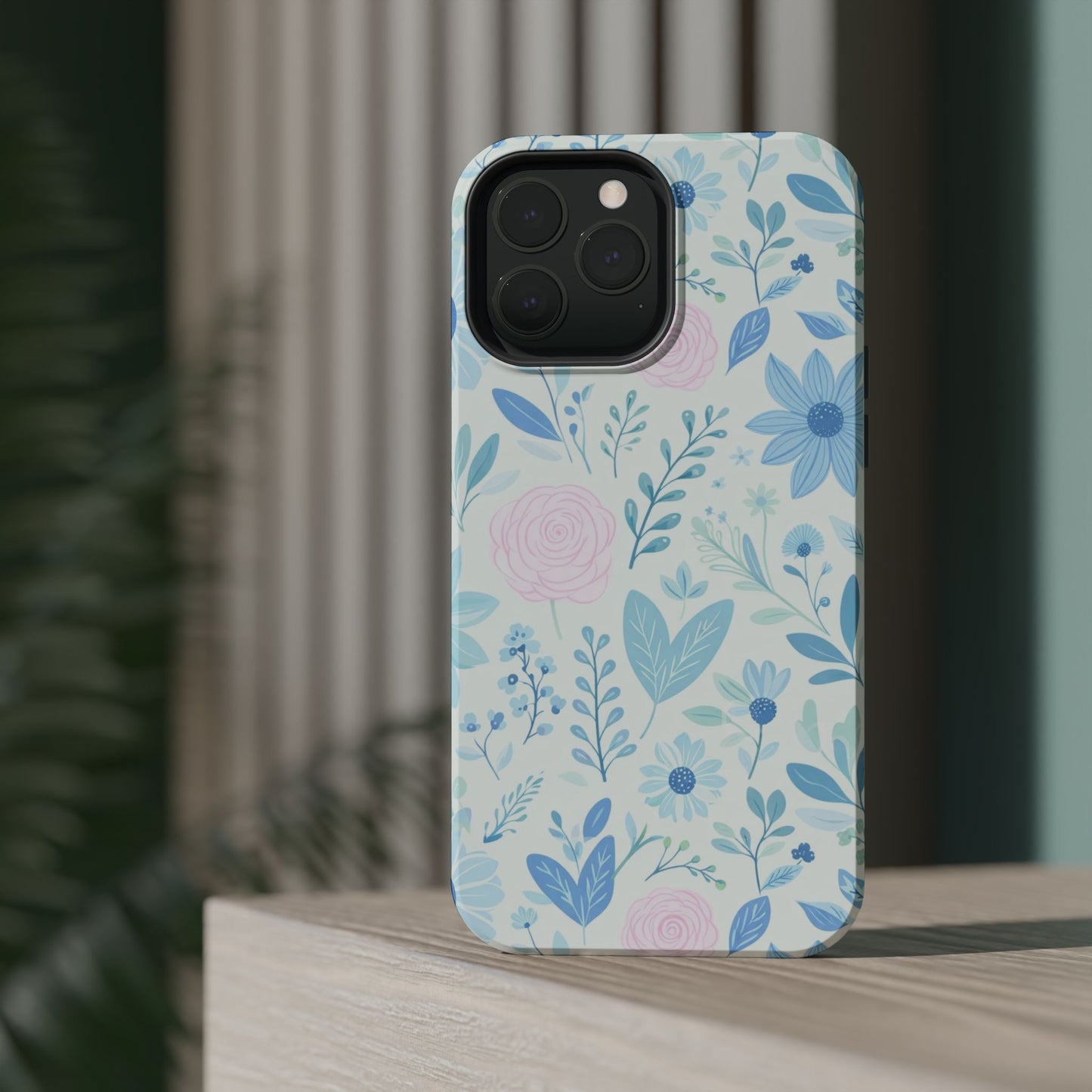 Floral Pastel Magnetic Impact Phone Case — Blue & Pink Botanical Design