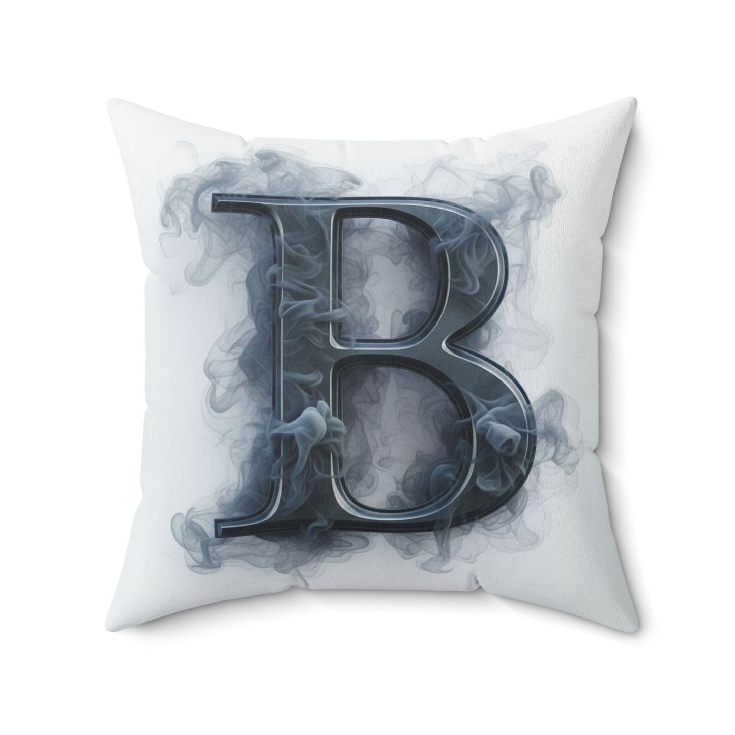 Smoky Monogram 'B' Decorative Pillow — Personalized Initial Accent Cushion