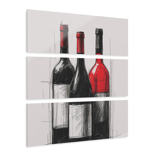 Wine Bottle Acrylic Prints Triptych, Rustic Wall Art, Home Decor, Perfect Gift for Wine Lovers, Bar Decor, Kitchen Art