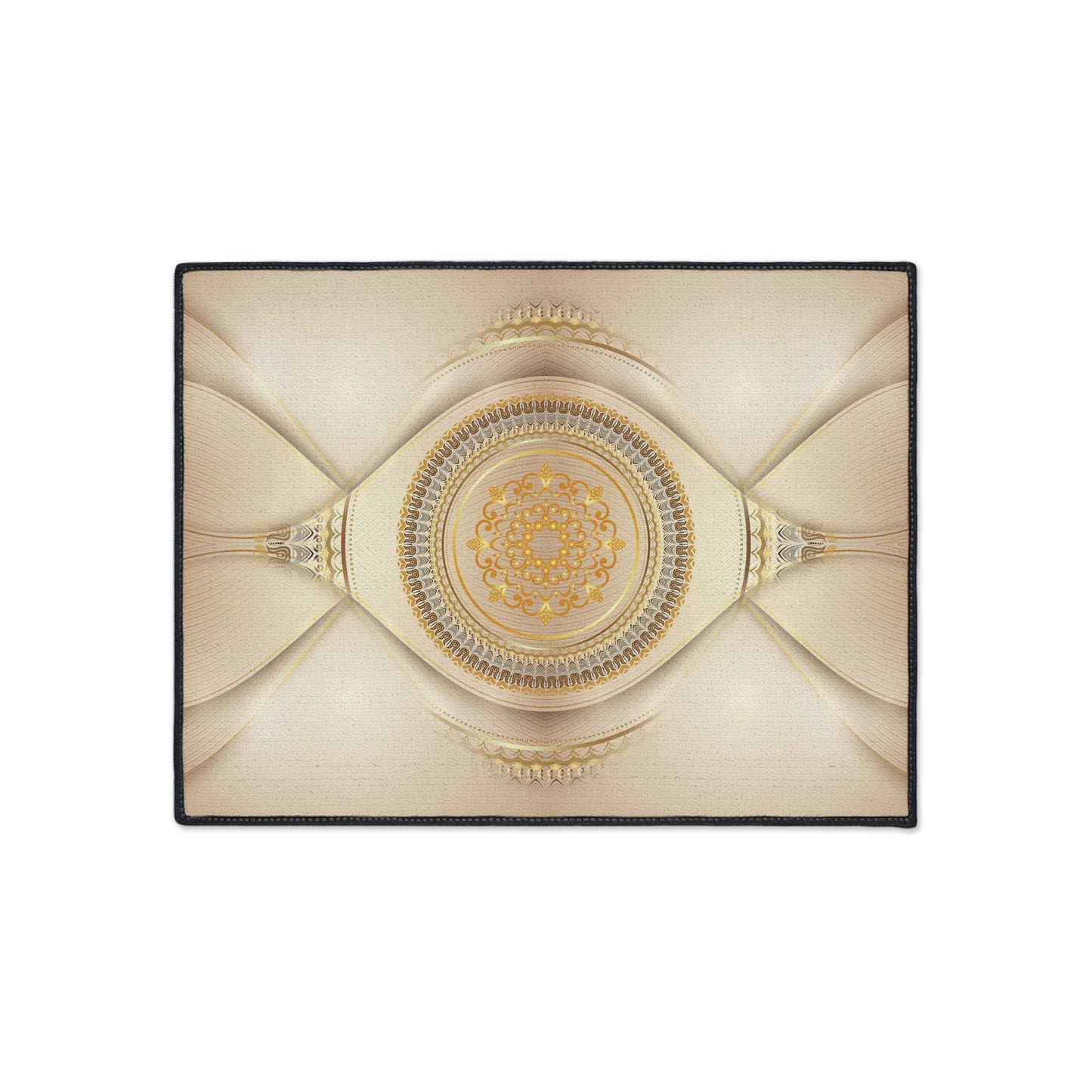 Decorative Heavy Duty Floor Mat — Elegant Gold Mandala Design