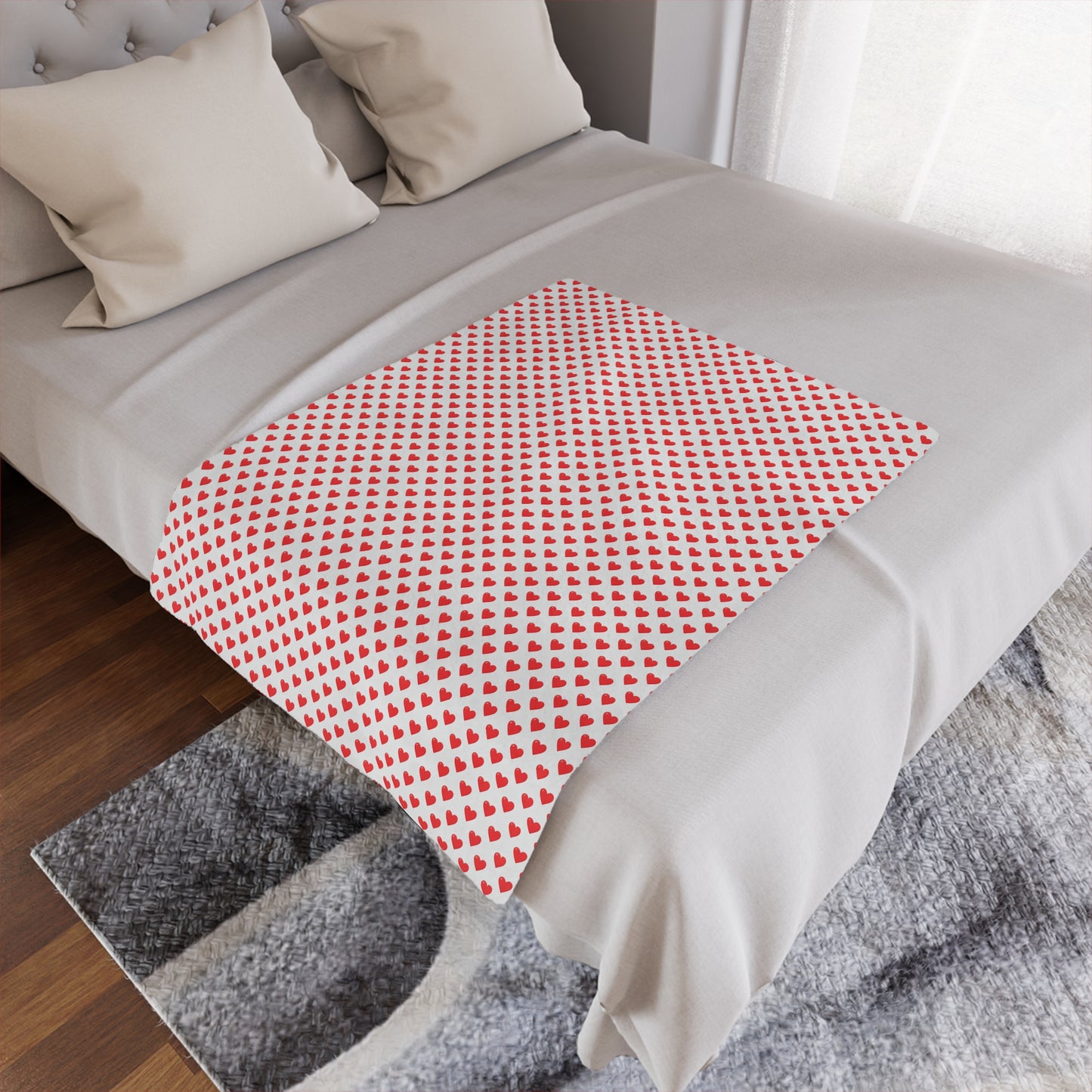 Heart Pattern Minky Blanket — Soft Red Hearts Throw for Valentine's Day & Cozy Gifts