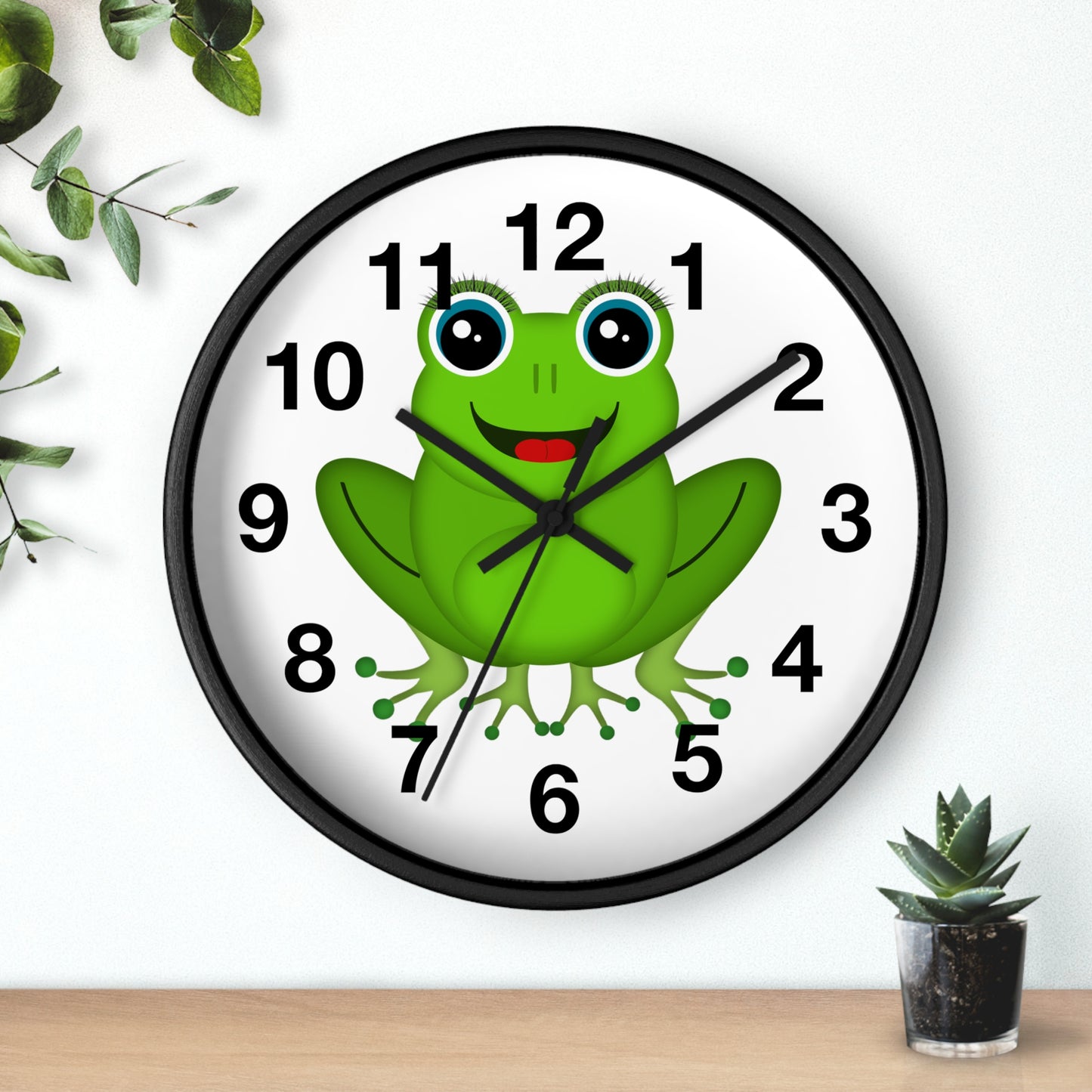 Frog Wall Clock - Whimsical Green Frog Design