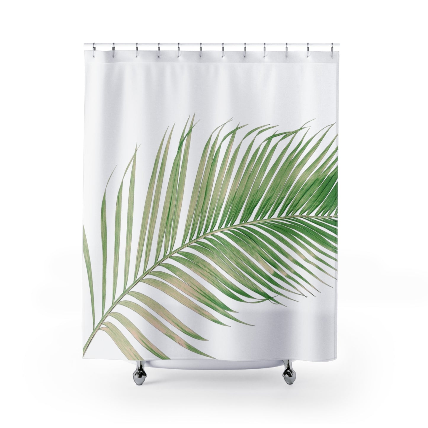 Palm Leaf Shower Curtain – Tropical Botanical Bathroom Decor