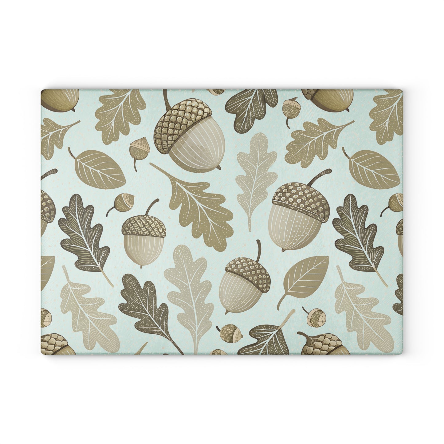 Acorn & Oak Leaves Glass Cutting Board — Autumn Kitchen Decor