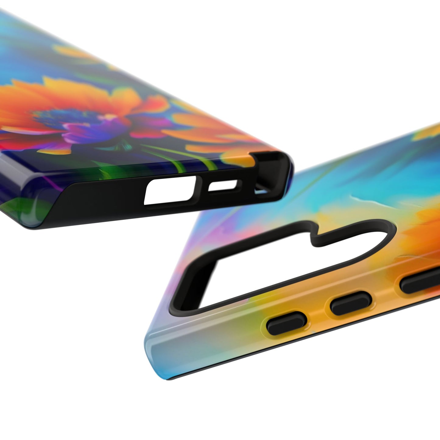 Floral Burst Tough Phone Case — Vibrant Watercolor Flowers Protective Cover
