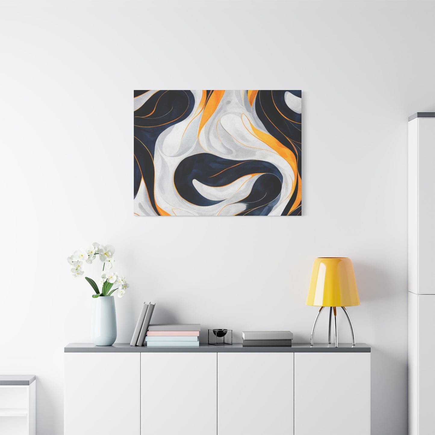 Abstract Navy & Gold Swirl Matte Canvas Wall Art