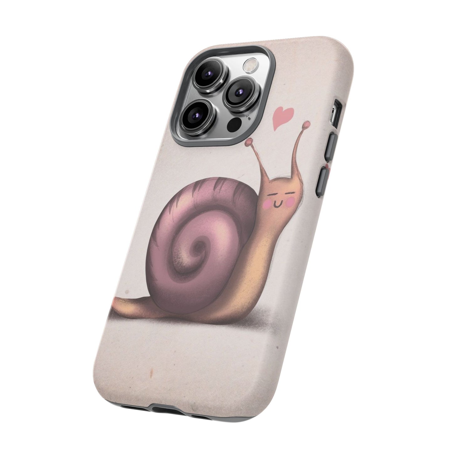 Cute Snail Phone Case — Pink Heart Cartoon Protective iPhone Cover