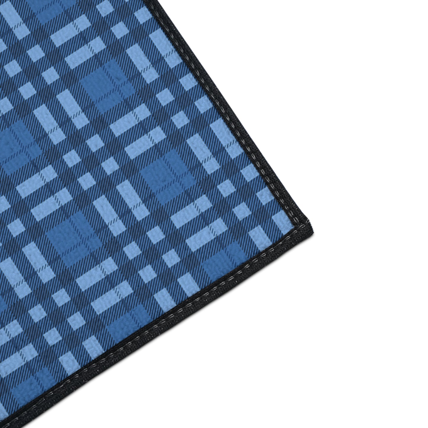 Blue Plaid Heavy-Duty Floor Mat — Durable Non-Slip Entry & Utility Rug