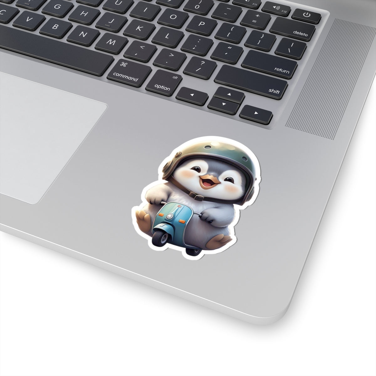 Adorable Penguin Scooter Kiss-Cut Sticker