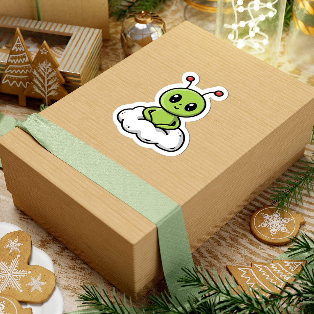 Cute Alien Kiss-Cut Stickers - Fun Decor for Laptops, Water Bottles, Notebooks, Kids' Parties, Gifts