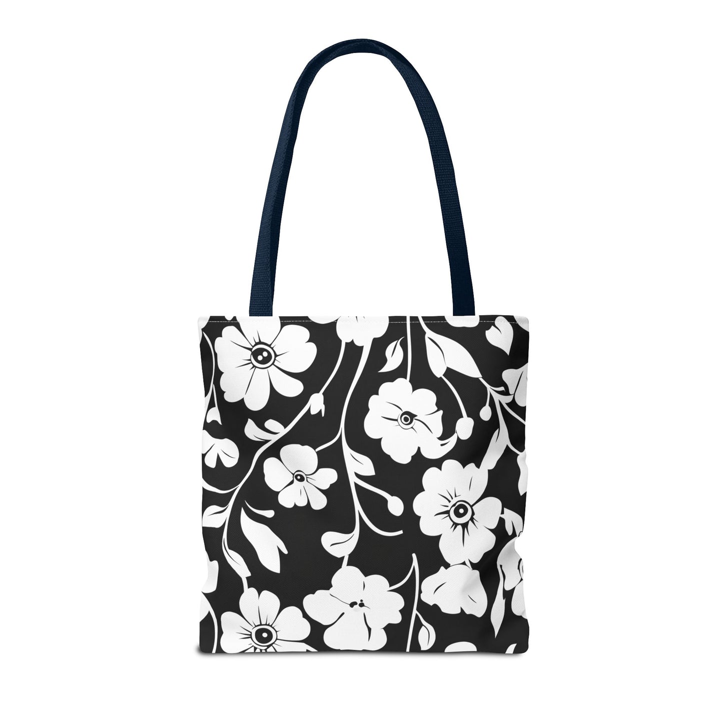Elegant Floral Tote Bag, Black and White Tote, Eco-Friendly Shopping Bag