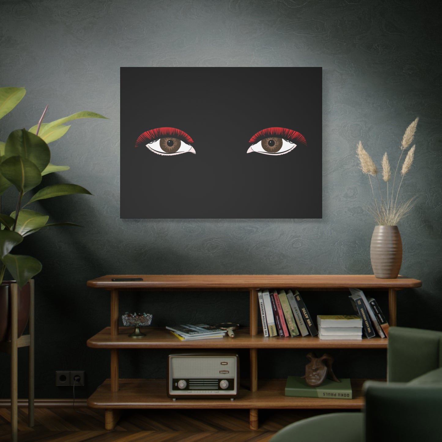 Red Lashes Wall Art Canvas — Glam Eyes Makeup Decor